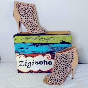 Zigi Soho Womens Drift Peep Toe Dress Pumps Tan  Suede Size 6.5 M Must Video